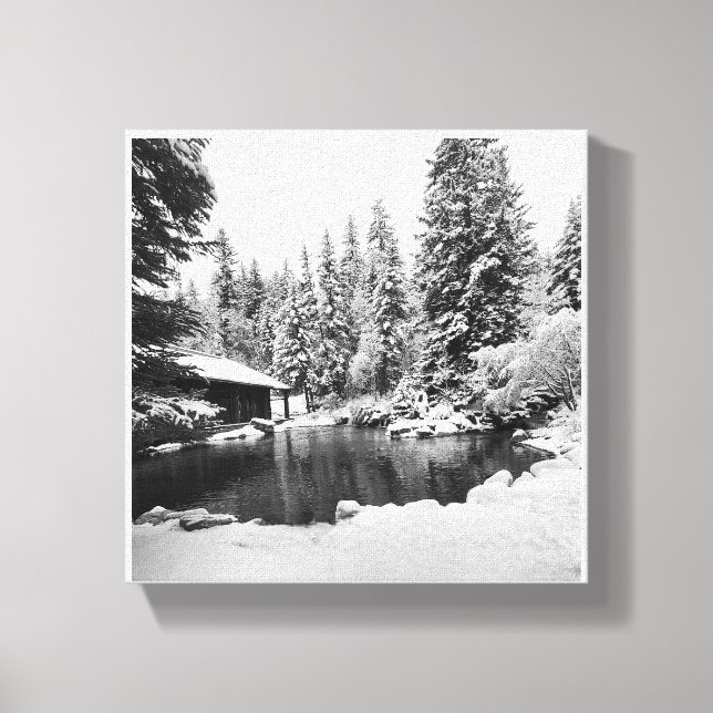 Original fototryck av snöig scen på canvas (Framsida)