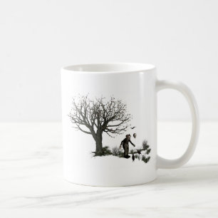 Original- gammalt träd för ballongclown & svart kaffemugg