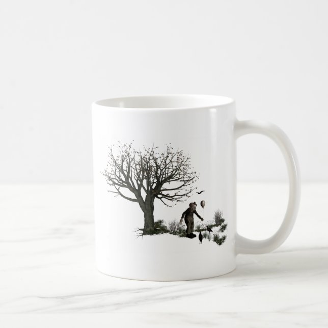 Original- gammalt träd för ballongclown & svart kaffemugg (Höger)