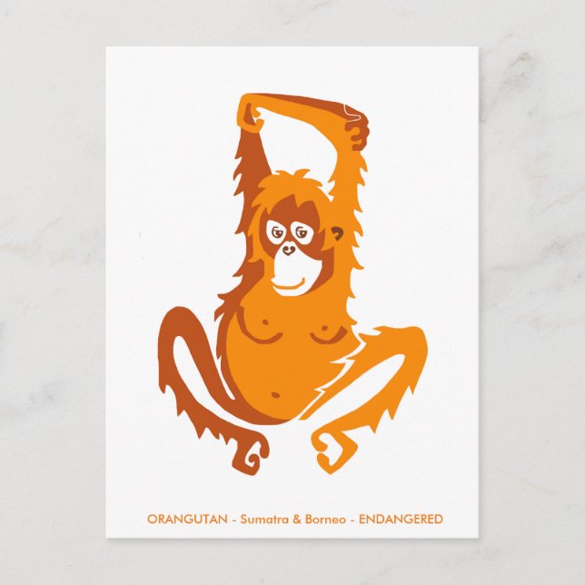Original grafik - ORANGUTAN -Uthotad art - Vykort (Framsida)