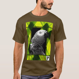 Original Grått Parrot Porträtt T Shirt