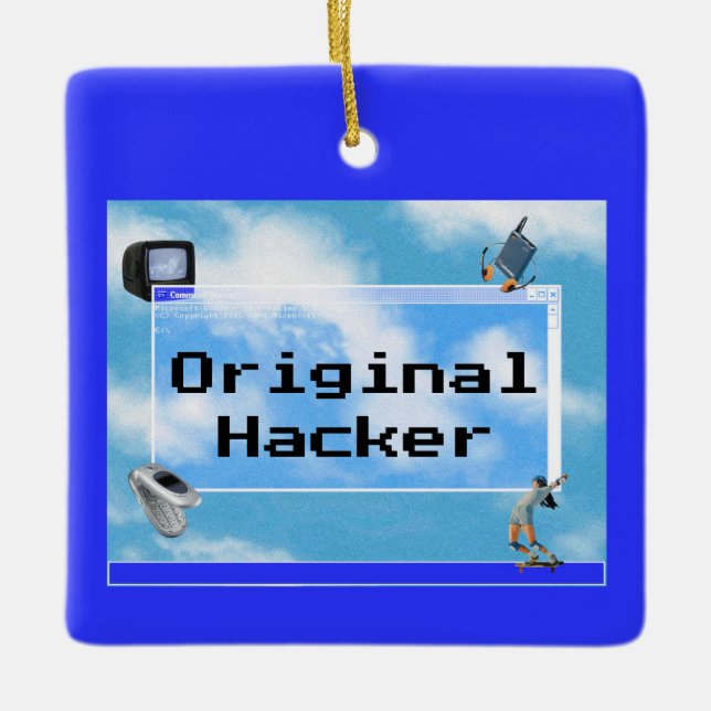 Original Hacker Anpassningsbar Text Windows 95 Tem Julgransprydnad Keramik (Framsida)
