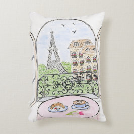 Original Hand målade Whimsical Paris Eiffel Torn Prydnadskudde