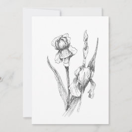 Original Hand plockade Iris, botaniskt konst Inbjudningar