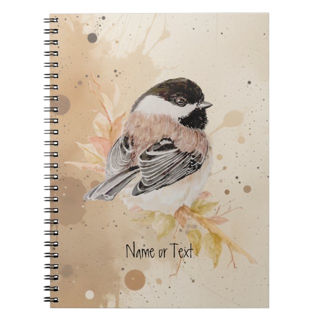 Original Handmålad Akvarell Chickadee Fågel Anteckningsbok (Framsidan)