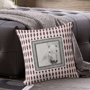 Original Horse Spirit Animal Black White Teckning Kudde