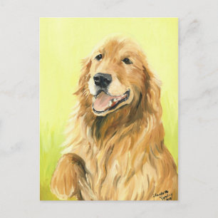 Original Hund Art-vykort för Golden Retriever Vykort