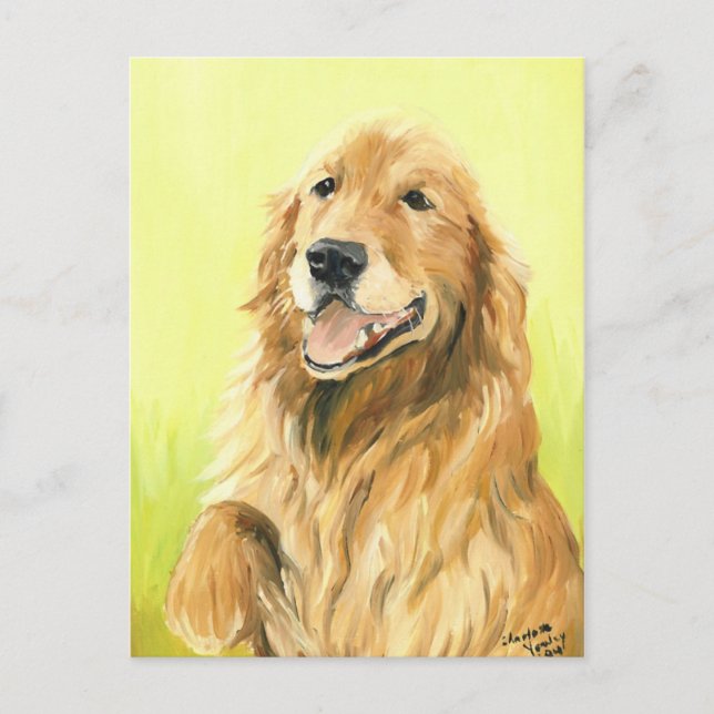 Original Hund Art-vykort för Golden Retriever Vykort (Framsida)