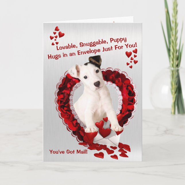Original Jack Russell Puppy - Snuggable Puppy Hugs Helgkort (Framsida)