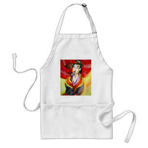 Original japansk geisha-konst vattenfärg-målning förkläde
