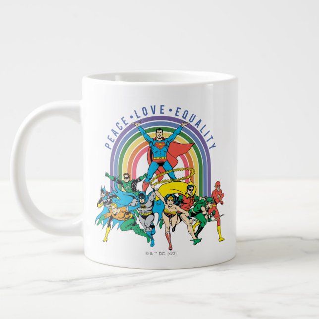 Original Justice League - Peace, Kärlek, Equality Jumbo Mugg (Vänster)