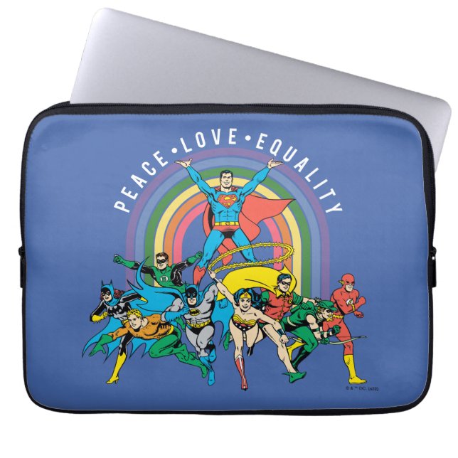 Original Justice League - Peace, Kärlek, Equality Laptop Fodral (Framsidan)