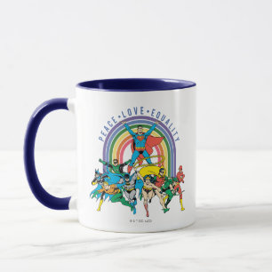 Original Justice League - Peace, Kärlek, Equality Mugg