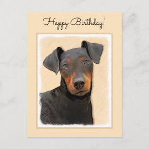 Original konst med Manchester Terrier-målning av d Vykort