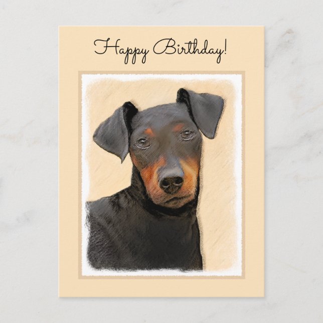 Original konst med Manchester Terrier-målning av d Vykort (Framsida)