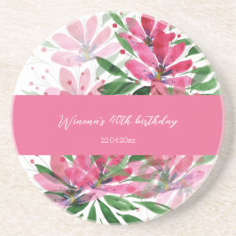 Original konst med vattenfärg och monogram Blommor Underlägg