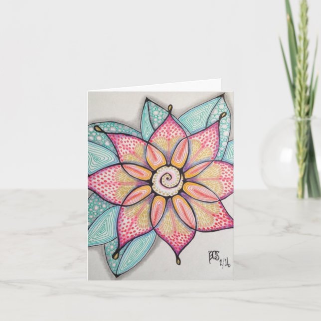 Original- konst noterar kortet tack kort (Framsida)