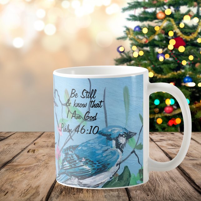 Original konst/Skrift Psalm 46:10 Vara stilla mode Kaffemugg (Skapare uppladdad)