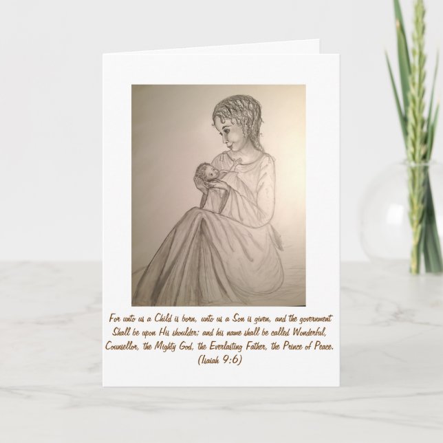 Original- konstjulkort: Madonna och barn Helgkort (Framsida)