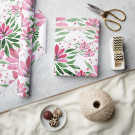 Original konstnärligt vattenfärg blommor blommar presentpapper