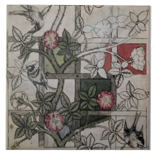 Original- konstverk för "spaljé" tapetdesign, 1 kakelplatta