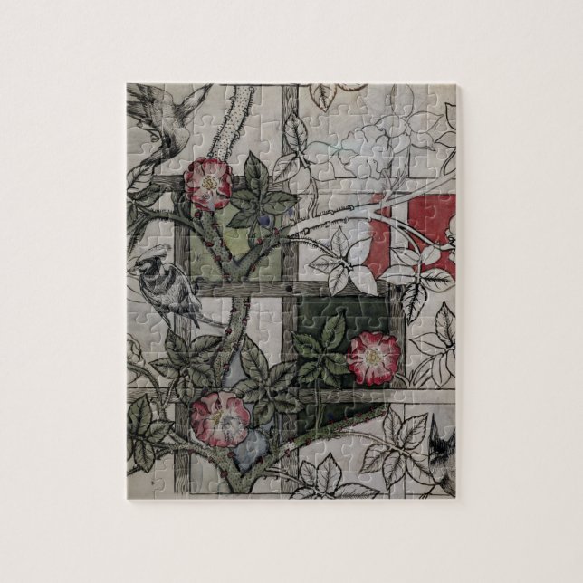 Original- konstverk för "spaljé" tapetdesign, 1 pussel (Vertikal)