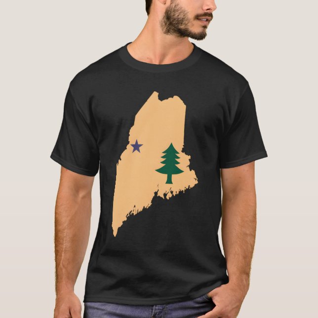 Original Maine State Flag Northern New England Dir T Shirt (Framsida)