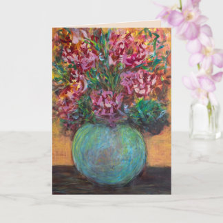 Original målning av blomsterbukett i finkonst kort