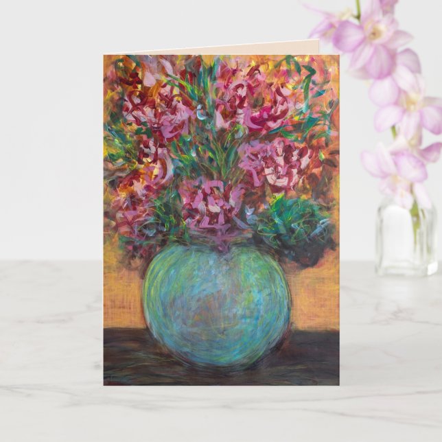 Original målning av blomsterbukett i finkonst kort (Orkide)