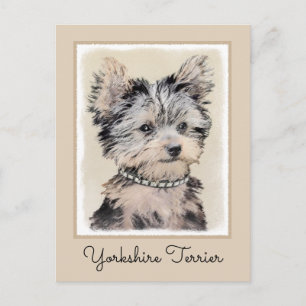 Original målning av Yorkshire Terrier Valp Hundkon Vykort