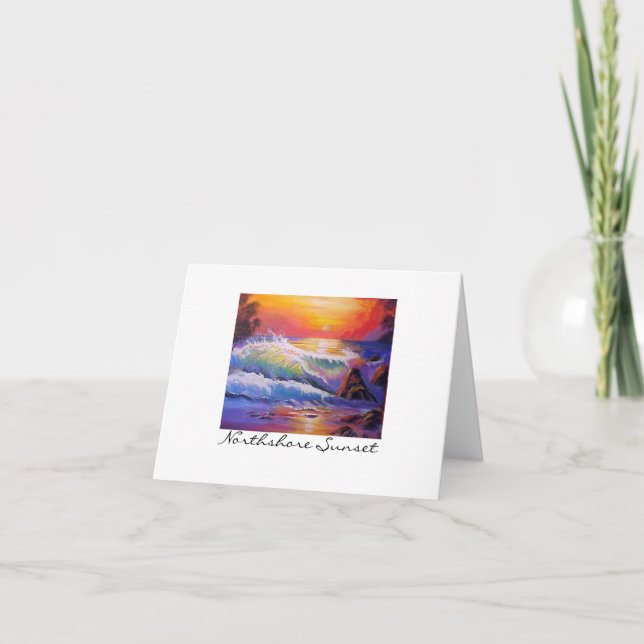 Original- målning för Northshore Oahu solnedgång Kort (Framsida)