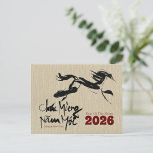 Original målning Häst Vietnamesiskt Nyår 2026 P Vykort