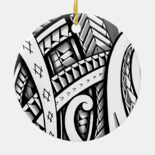 Original- Maori stam- tatueringdesign med att Julgransprydnad Keramik