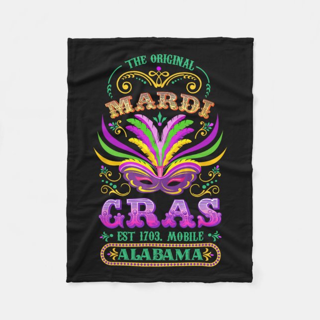 Original Mardi Gras Mobile Alabyma 1703 Fleecefilt (Framsidan)