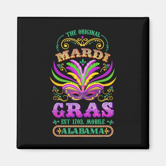 Original Mardi Gras Mobile Alabyma 1703 Magnet (Framsidan)