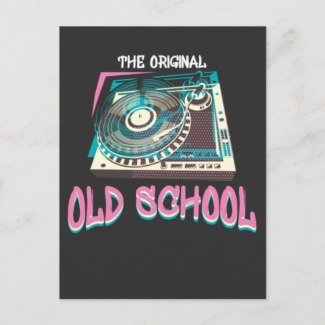 Original Old school Turntable Vinyl DJ Music Vykort (Framsida)