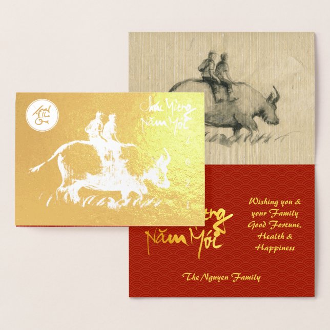 Original Ox Children-målning Lunar 2021 Luxury GC Folierat Kort (Display)