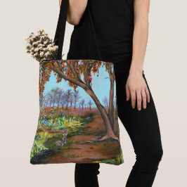 Original Painting Autumn Träd och Bunny Tygkasse