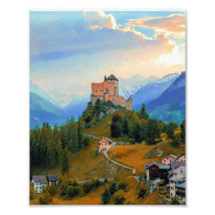 Original Painting Castle i Himlar, Castle Tarasp Fototryck