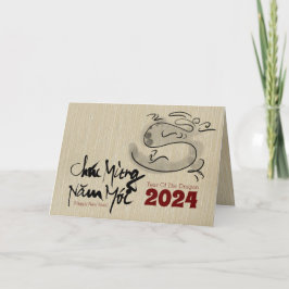 Original Painting Dragon Vietnamese nyår 2024 Helgkort