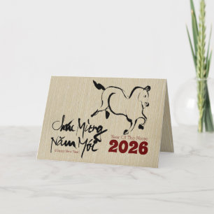 Original Painting Horse Vietnam nyår 2026 H Helgkort