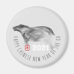 Original Painting OX kinesiskt nyår 2021 RRM Magnet