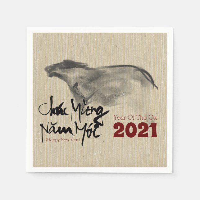 Original Painting OX Vietnamese New Year 2021 PN Pappersservett (Framsidan)