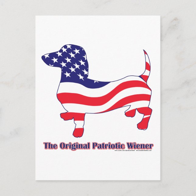 Original Patriotic Wiener/Dachshund Vykort (Framsida)