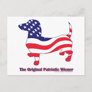 Original Patriotic Wiener/Dachshund Vykort