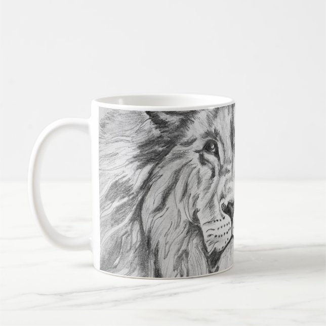 Original Pencil sketch Drawing of a Lion    Kaffemugg (Vänster)