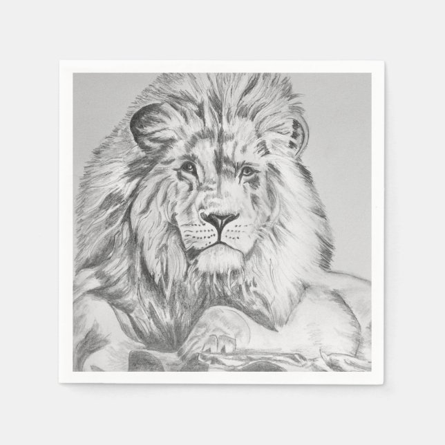 Original Pencil sketch Drawing of a Lion  Pappersservett (Framsidan)