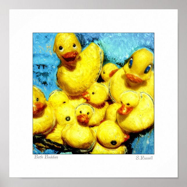 Original Print by Sandra L Russell "Bath Buddies" Poster (Framsidan)