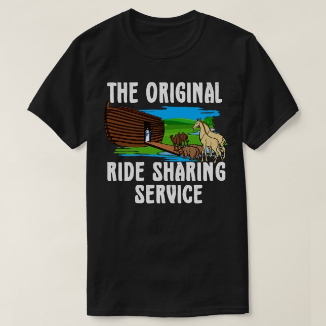 Original Ride Sharing Noah på Ark-nuny Kristus T Shirt (Design framsida)