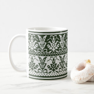 Original Stil White, isolerad kor-stygk mönster Kaffemugg